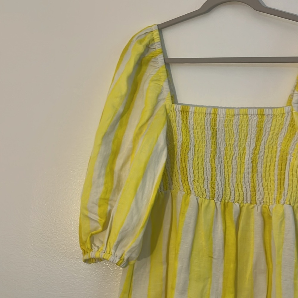 Tuckernuck | New Annie cabana stripe mini dress Women’s size L smocked Linen NWT - Picture 4 of 9